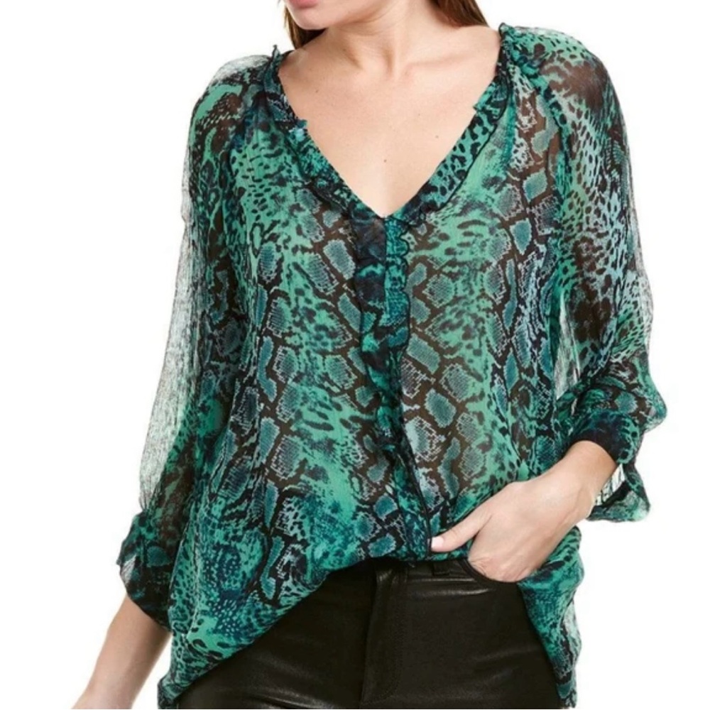 ba&sh Rick Ruffled Animal Print Top 2 - Picture 3 of 9